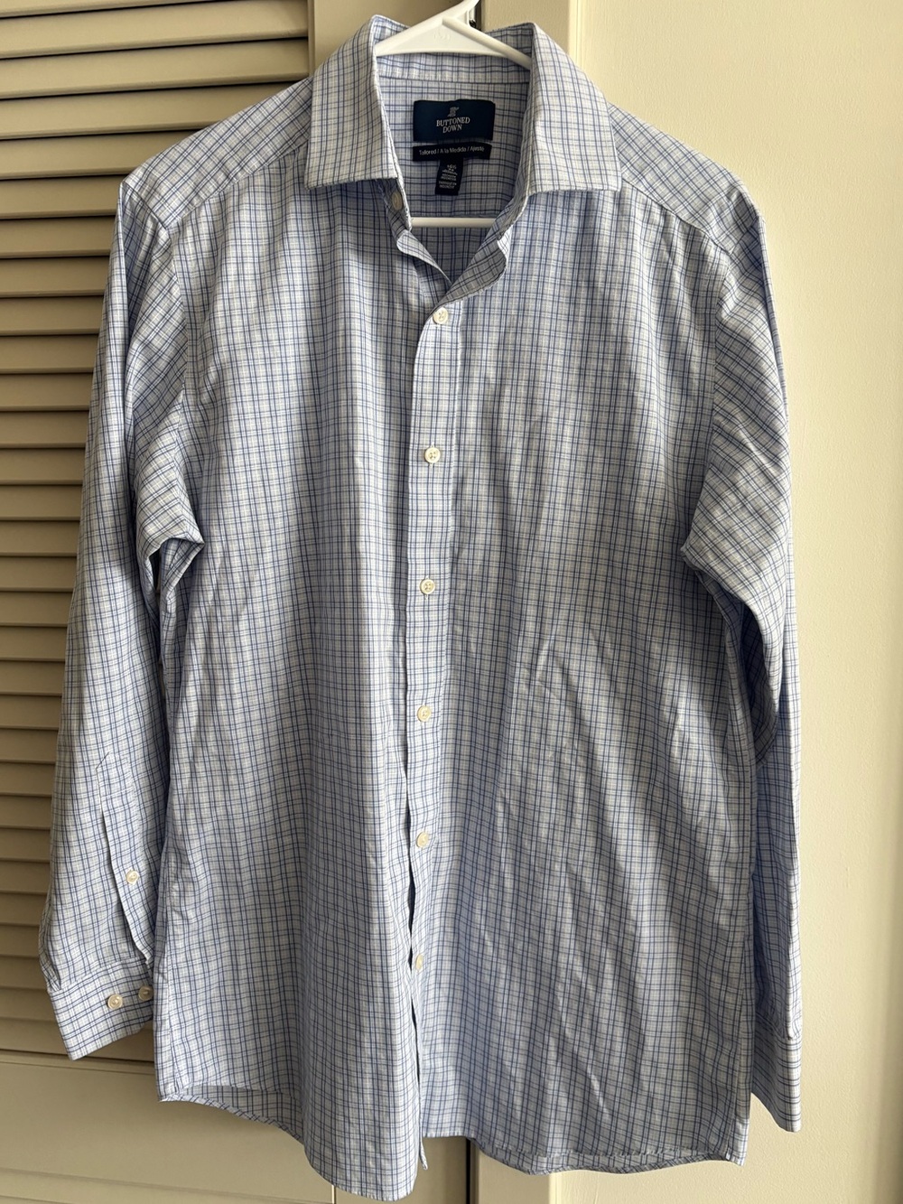 Buttoned Down Men’s Blue Plaid Dress Shirt * Size 15 1/2 - 33 Length